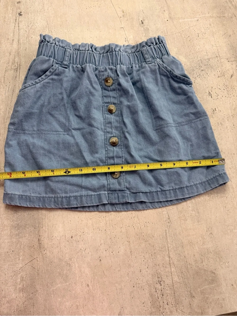 OshKosh B’gosh Girls Chambray Skirt Elastic Waist Button Front Size 8A